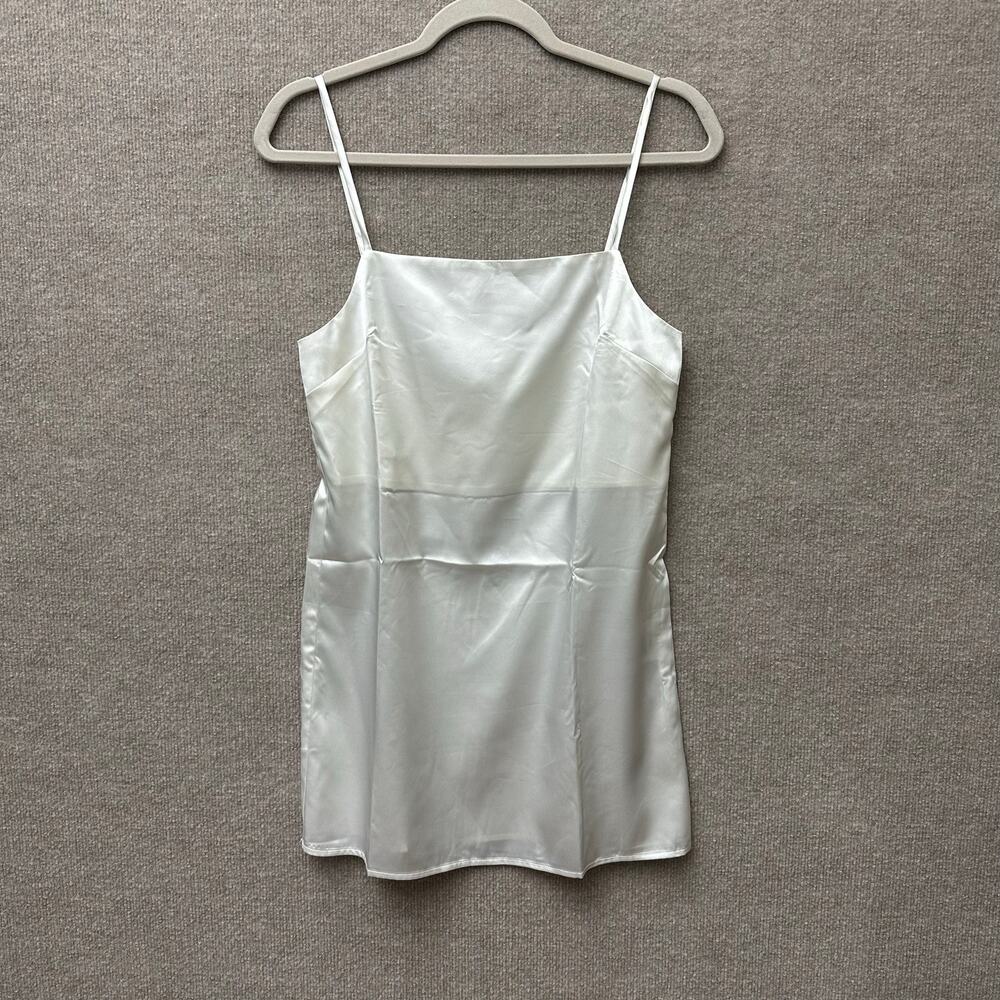 Few Moda Jemma White Satin Square Neck Mini Slip Dress XS Bridal Bachelorette